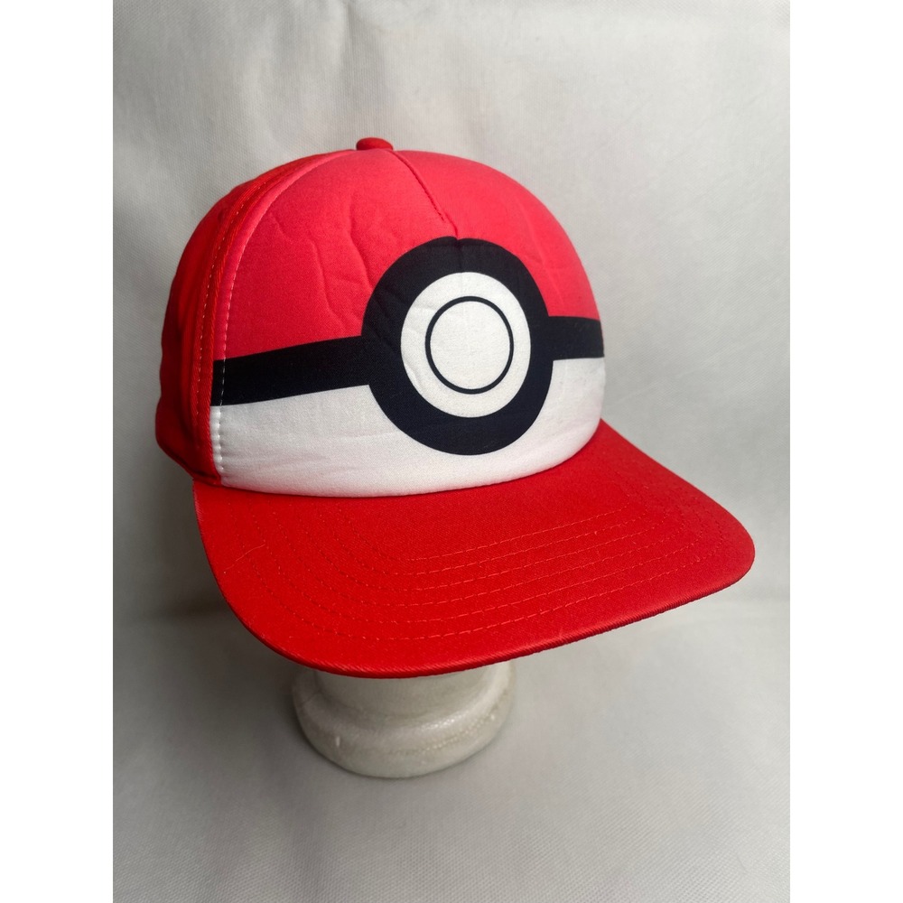 Pokemon Poke-Ball Youth Baseball Cap Adjustable SnapBack Red White Nintendo Hat